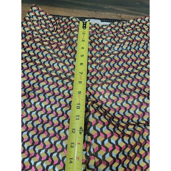 Anthropologie The Essential Slim Pants Metallic Geometric Print Colorful Size 6 - Picture 6 of 10